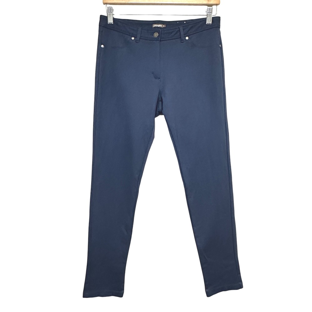 J.McLaughlin Becca Ponte Knit Pants Womens‎ 8 Navy Blue Tapered Stretch Travel